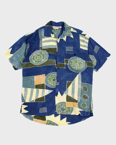 Vintage Men's Blue Hawaiian Shirt - M