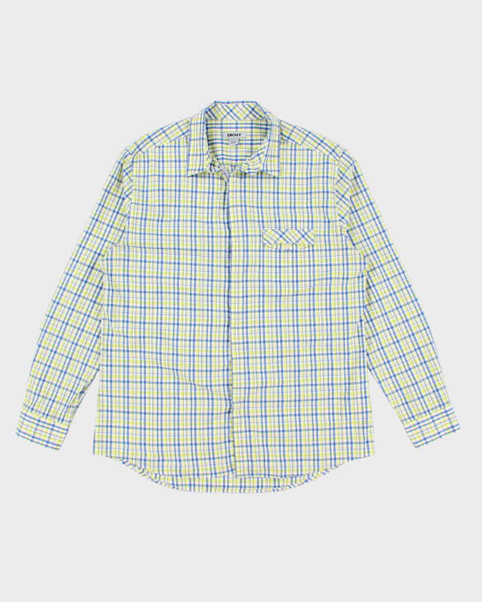 Mens Blue Checked DKNY Shirt - L