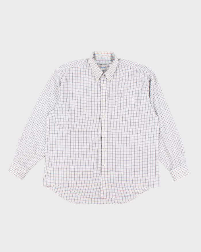 80s Vintage Mens Blue Balmain Checked Shirt - L