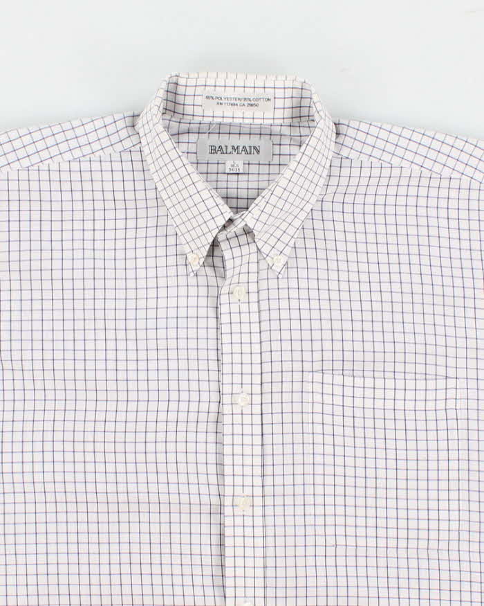 80s Vintage Mens Blue Balmain Checked Shirt - L