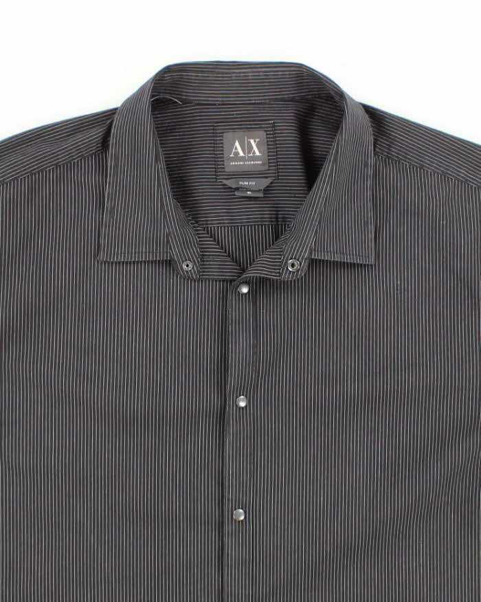 Men's Black Armani Stripped Shirt - XL