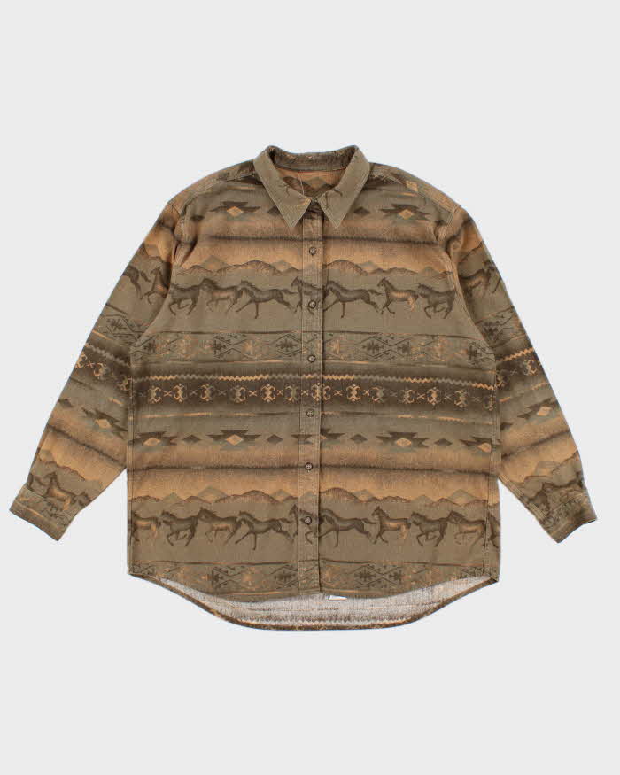 Vintage Men's Horse Print Western Shirt - L