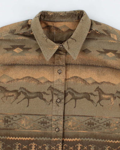 Vintage Men's Horse Print Western Shirt - L