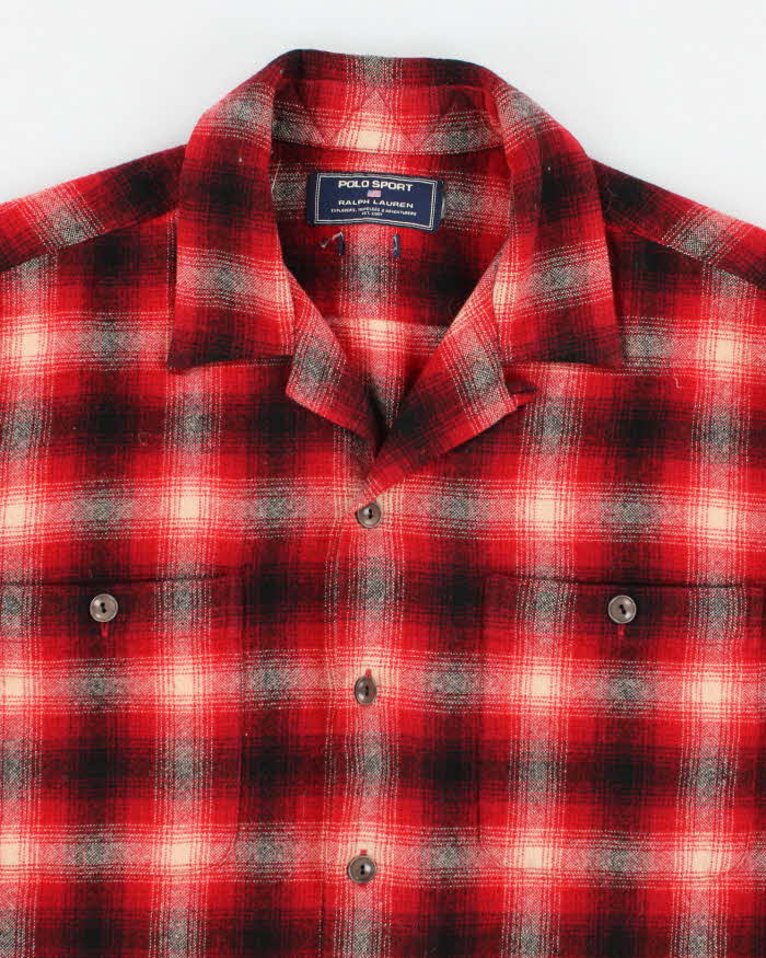90s Vintage Mens Red Ralph Lauren Polo Sport Flannel Shirt - M/L