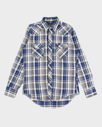 90s Vintage Mens Blue Wrangler Flannel Shirt - XL