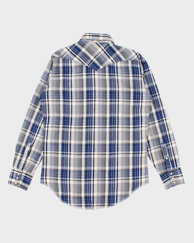 90s Vintage Mens Blue Wrangler Flannel Shirt - XL