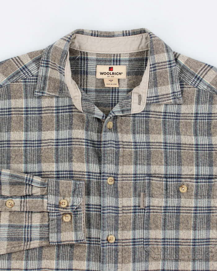 00s Vintage Mens Blue Woolrich Flannel Shirt - M