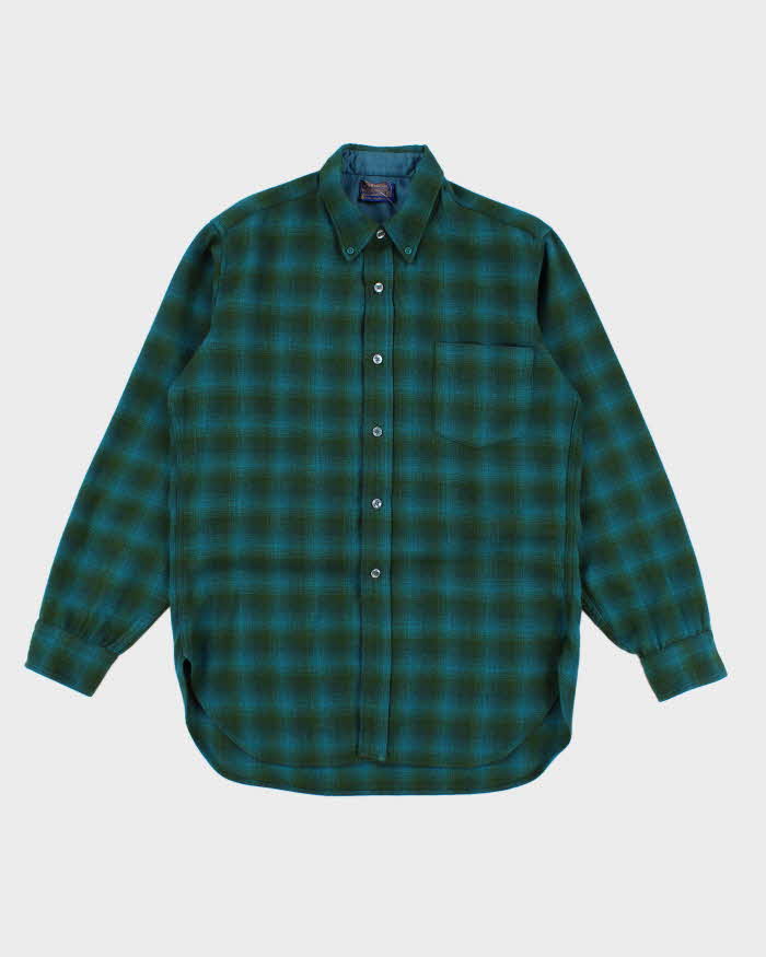 Mens Pendleton Green Plaid Pure Wool Work Shirt - M