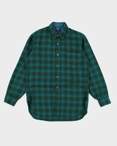 Mens Pendleton Green Plaid Pure Wool Work Shirt - M