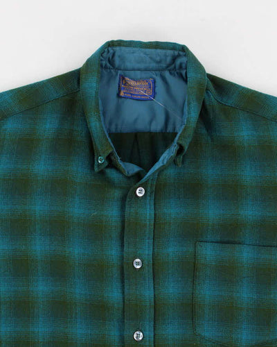 Mens Pendleton Green Plaid Pure Wool Work Shirt - M
