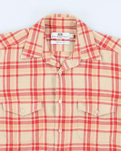 Mens Balenciaga Red and Peach Plaid Shirt - S