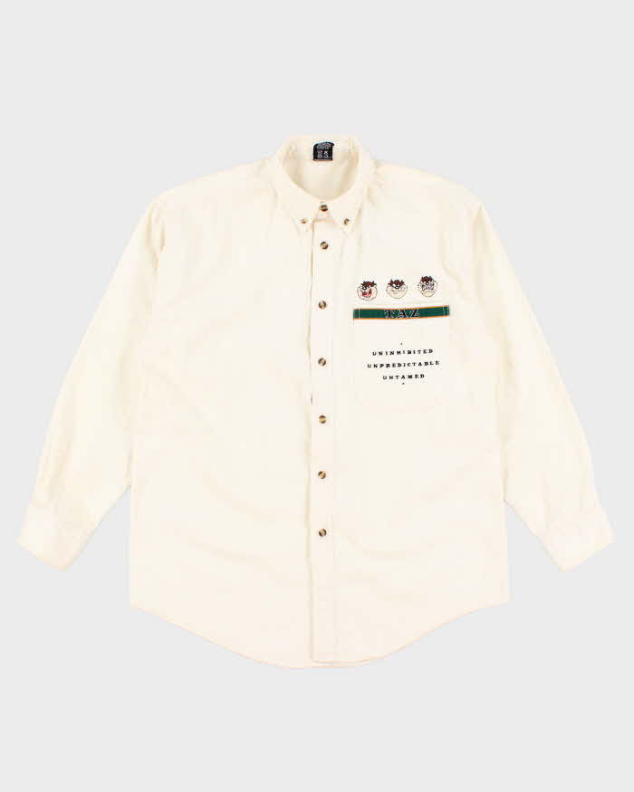 Mens Warner Bros Cream Taz Embroidery Shirt - S