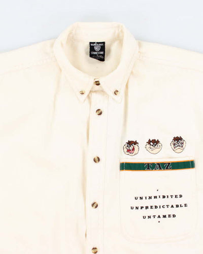 Mens Warner Bros Cream Taz Embroidery Shirt - S