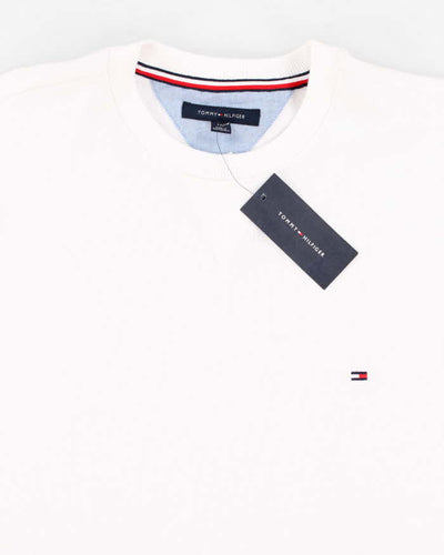 Mens White Tommy Hilfiger Knit Pullover Shirt - L