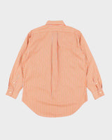 Vintage Men's Orange Ralph Lauren Stripped Shirt - M
