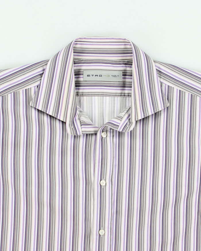 Mens Purple Etro Stripped Shirt - L