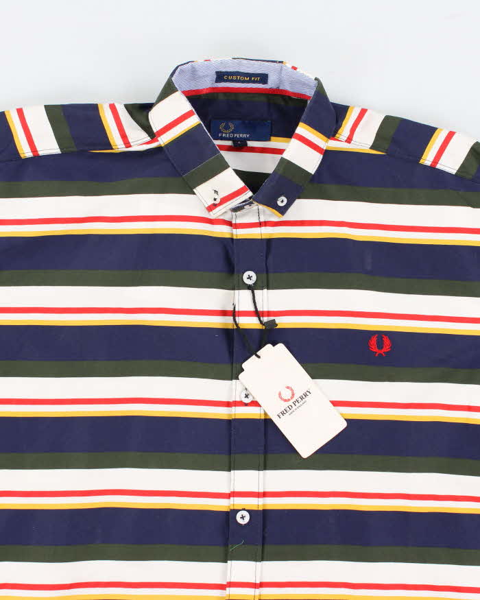 Men's Multicoloured Fred Perry Stripped Shirt - L