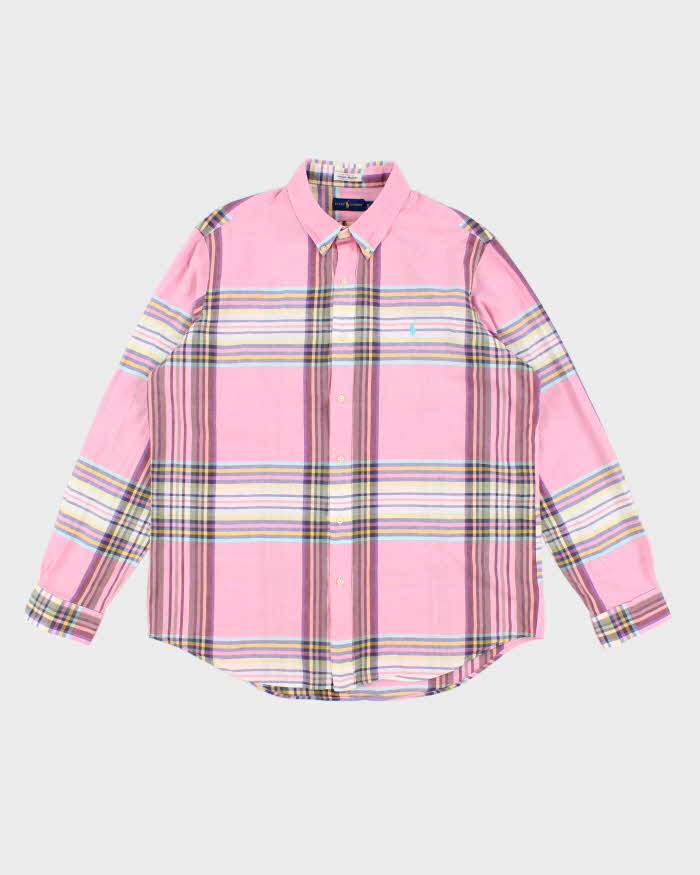 Mens Pink Ralph Lauren Checked Shirt - XL