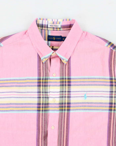 Mens Pink Ralph Lauren Checked Shirt - XL