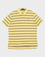 Mens Yellow Striped Ralph Lauren Polo Shirt - L