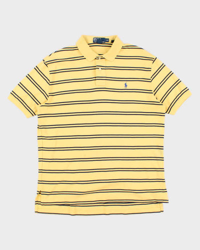 Mens Yellow Striped Ralph Lauren Polo Shirt - L