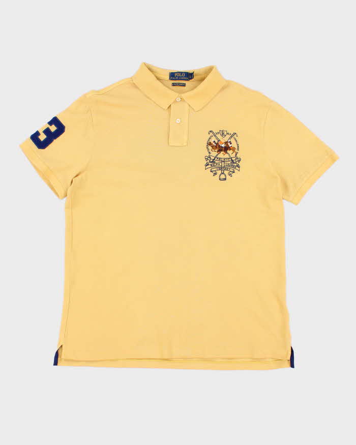Mens Yellow Ralph Lauren Cotton Equestrian Polo Shirt - L