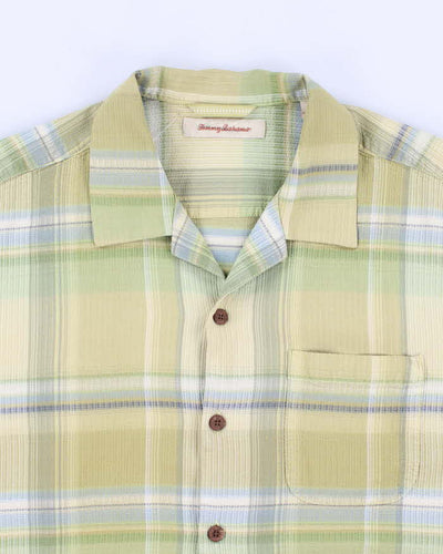 Vintage Mens Tommy Bahamas Green Checked Button Up Shirt - L