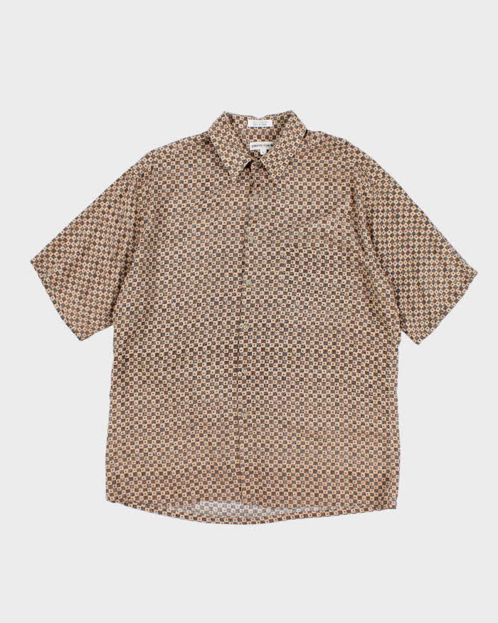 Vintage Men's Pierre Cardin Patterned Button up Brown  Shirt - L