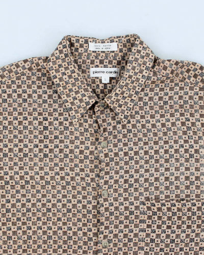 Vintage Men's Pierre Cardin Patterned Button up Brown  Shirt - L