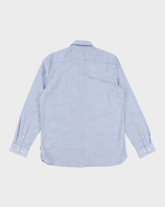 Men's Deadstock Calvin Klein Baby Blue Stripped Shirt - M