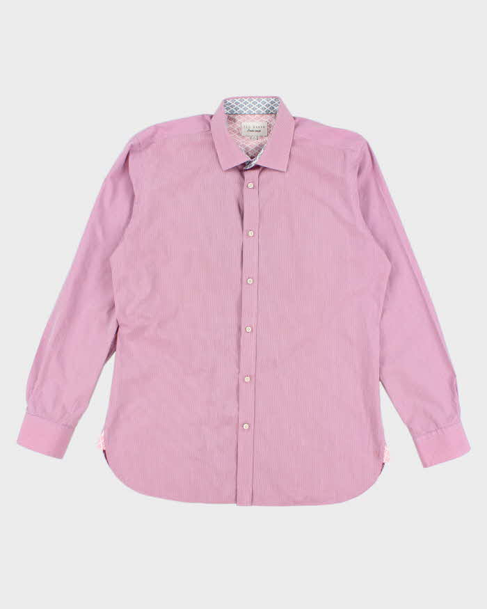 Mens Ted Baker Endurance Pink Stripped Formal Shirt - L/16