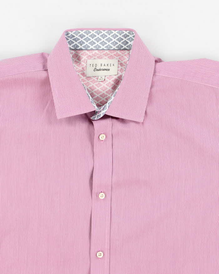 Mens Ted Baker Endurance Pink Stripped Formal Shirt - L/16