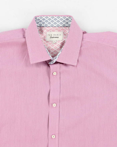Mens Ted Baker Endurance Pink Stripped Formal Shirt - L/16