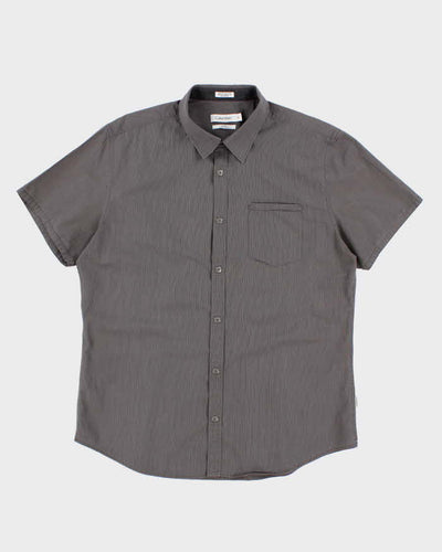 Mens Grey Calvin Klein Button Up Shirt - L