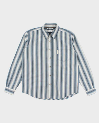 Men's Blue Columbia Stripped Button Up Shirt - L