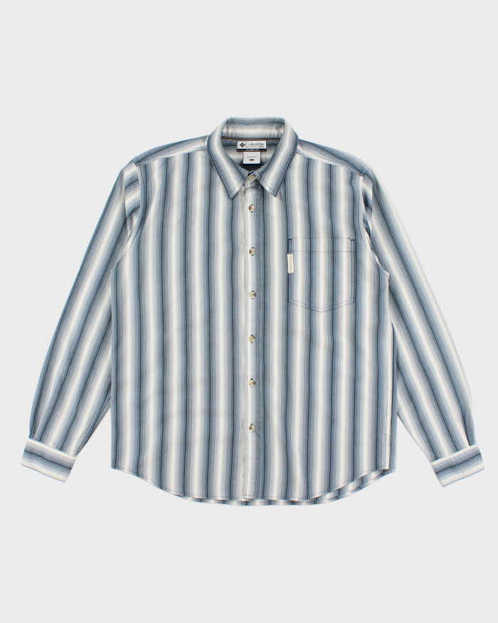 Men's Blue Columbia Stripped Button Up Shirt - L