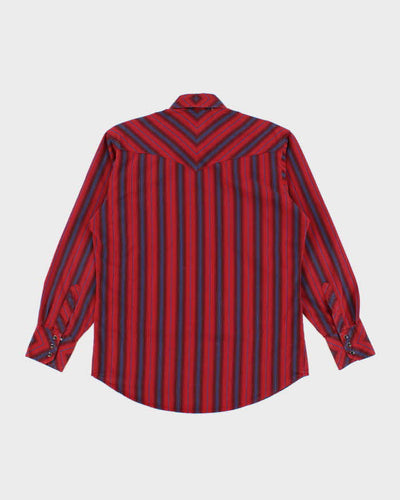 Vintage Men's Red Striped Wrangler Western Shirt - M