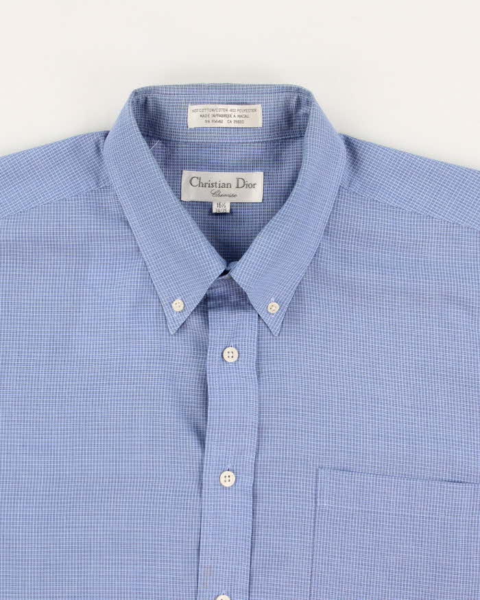 Vintage Men's Christian Dior Chemise Blue stripped Button Up Shirt - XL