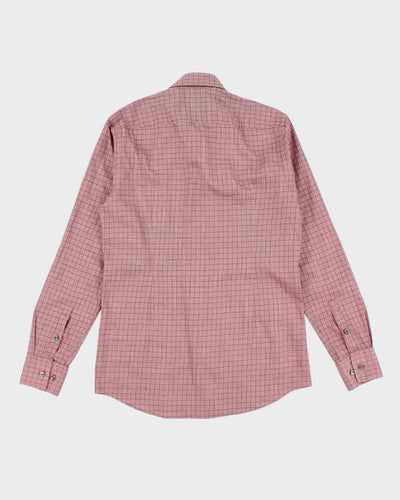 Mens Boss Pink Checked Button Up Shirt - L