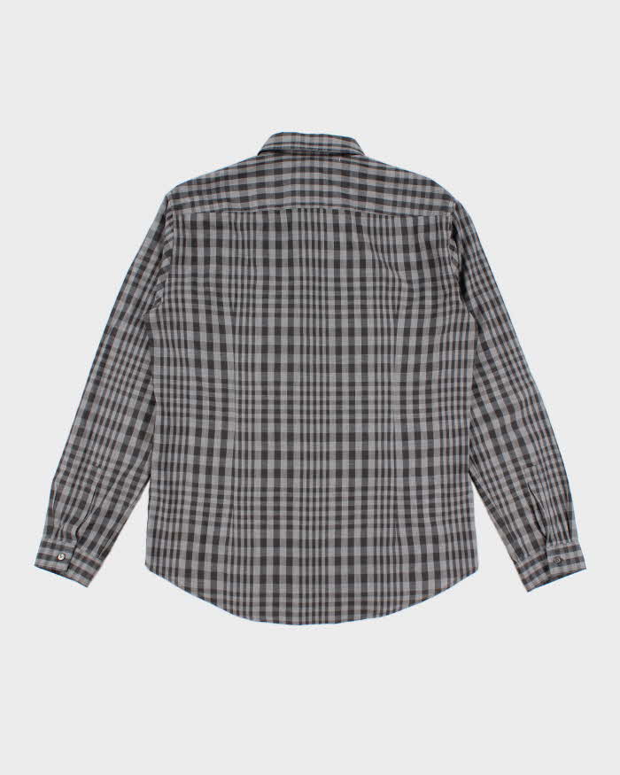 Men's Boss Grey Checked Button Up Shirt - L