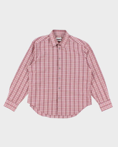 Men's Pink Calvin Klein Checked Button Up Shirt - XL