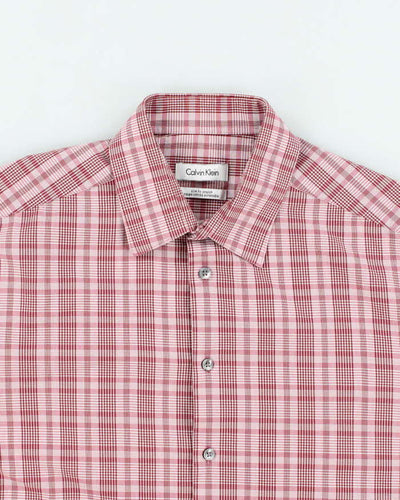 Men's Pink Calvin Klein Checked Button Up Shirt - XL