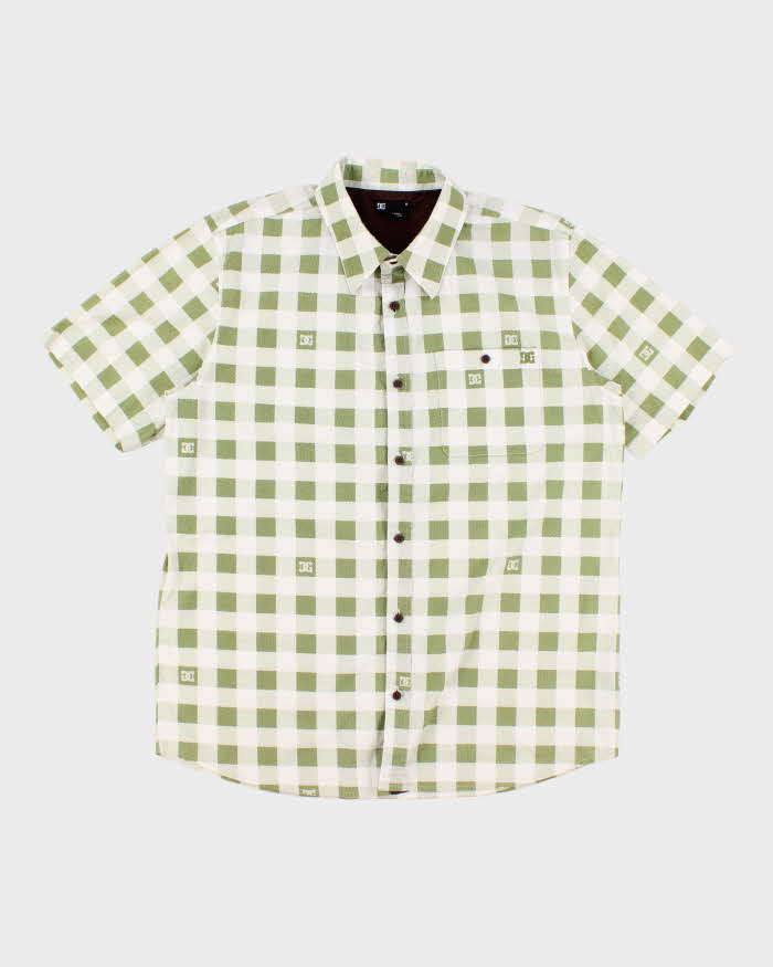 Men's Green Checked D C Button Up Shirt - XL