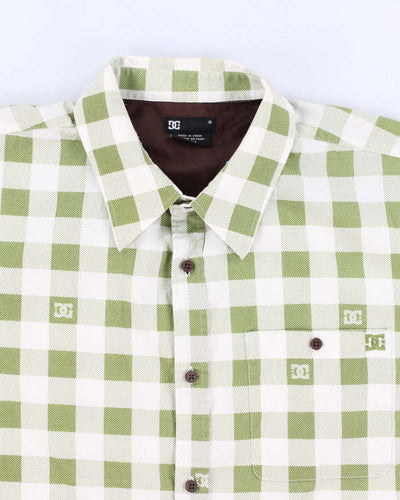 Men's Green Checked D C Button Up Shirt - XL