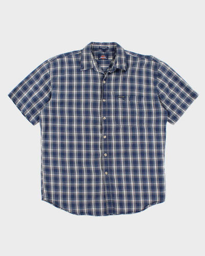 Men's Blue Checked Dickies Button Up Shirt - L