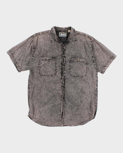 Vintage Mens Denim Affect Button Up Shirt - M