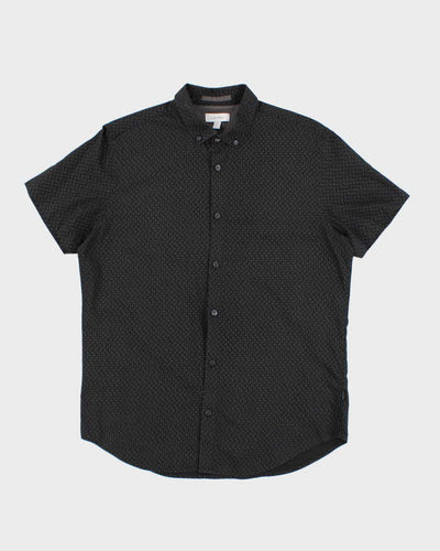 Mens Black Patterned Calvin Klein Button Up Shirt - M