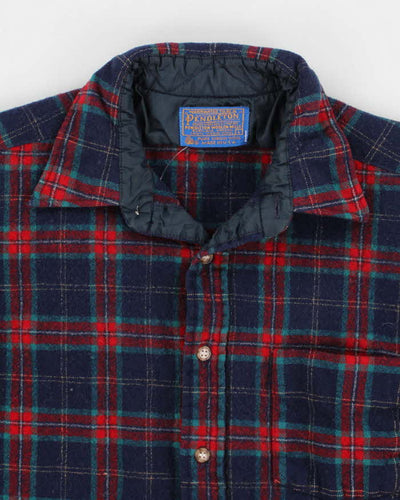 Mens Pendleton Plaid Button Up Pure Wool Shirt - S