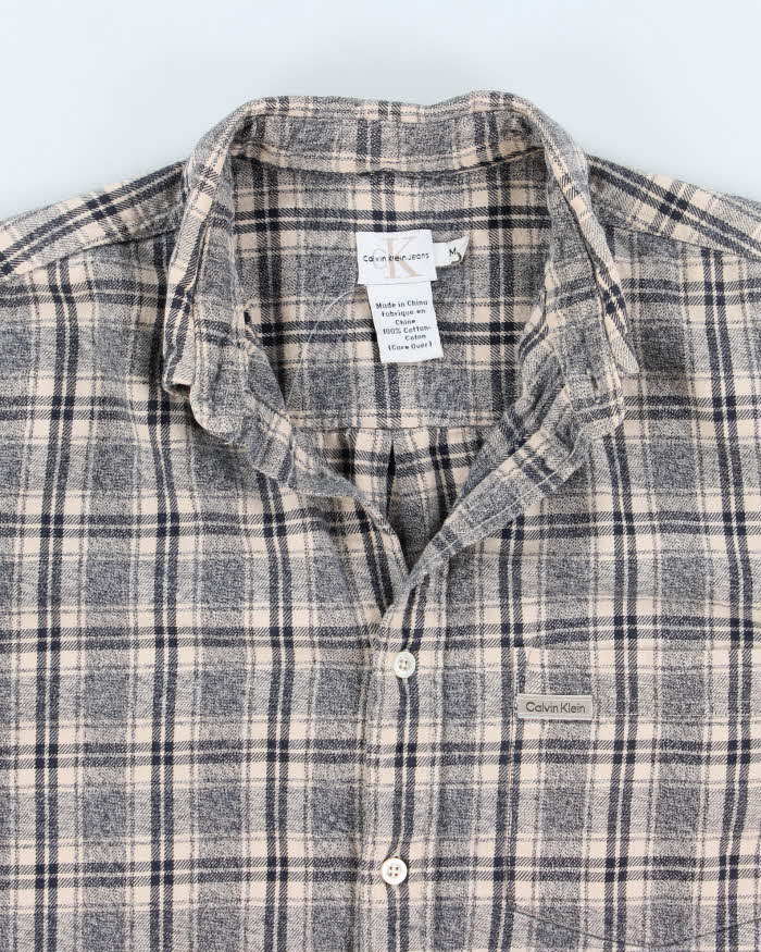 Mens Calvin Klein Plaid Button Up Cotton Shirt - S