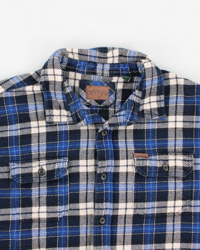 Vintage 90s Orvis Thick Blue Flannel Shirt - XL